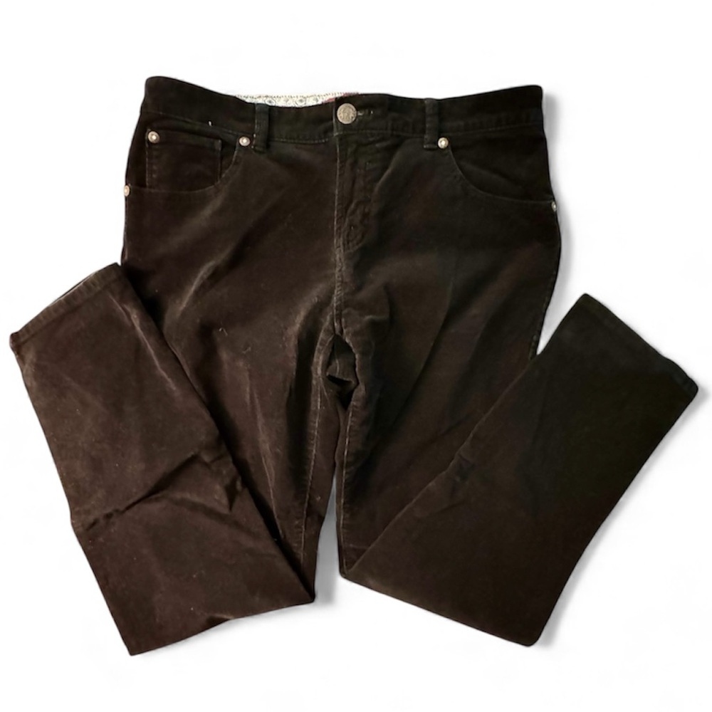 IZOD Jeans Matchstick Corduroy Pants Women’s 10 Black Straight Leg Stretch EUC